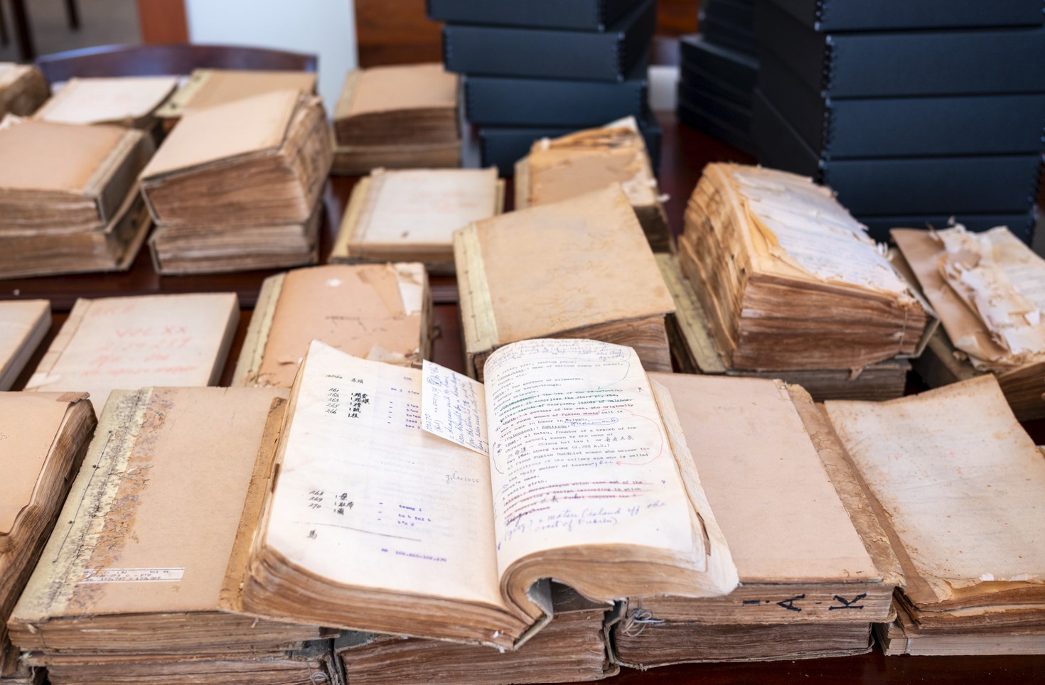 Parts of the Library's draft on a table.